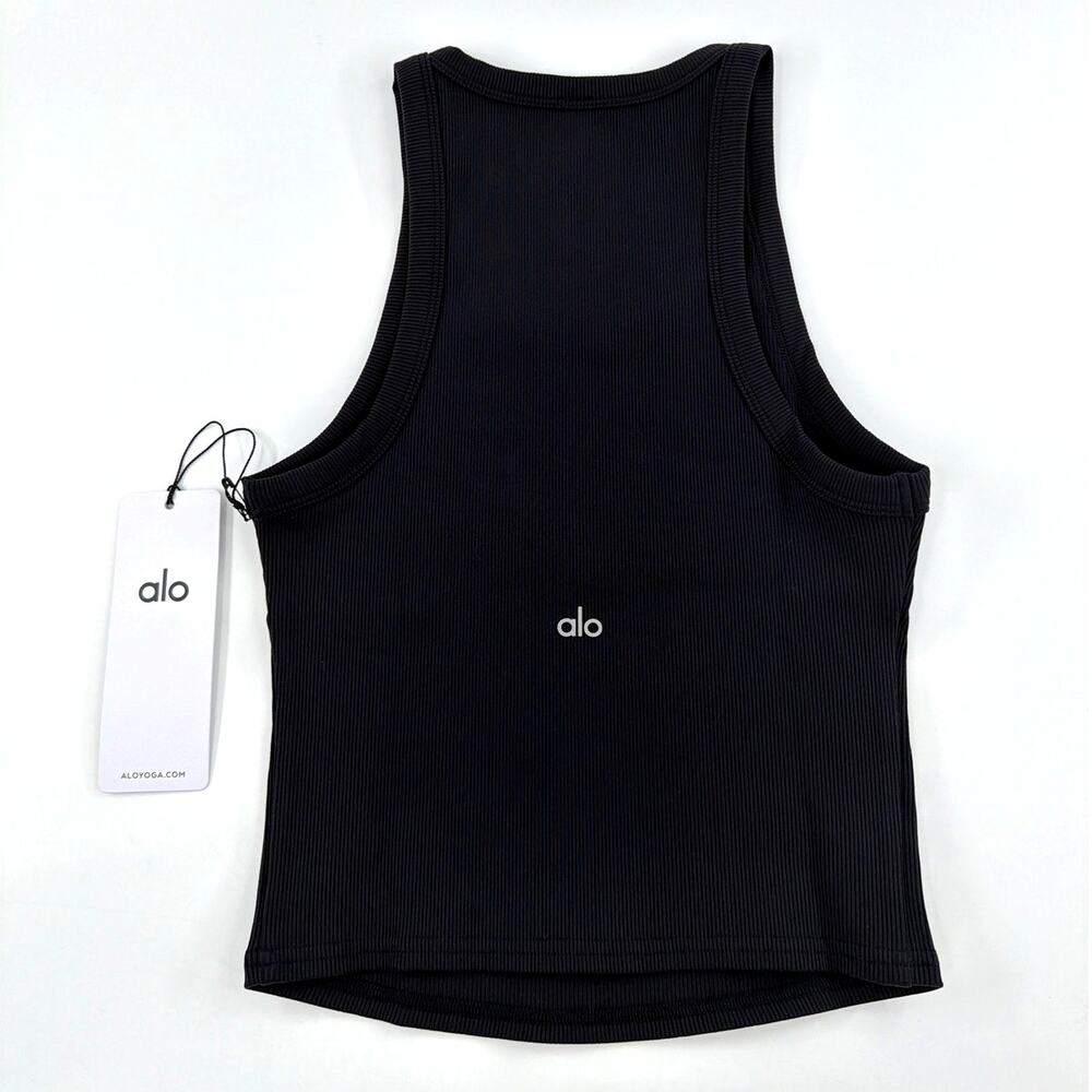 Alo Yoga Black Goddess Ribbed Go-To Tank Top Size M - Picture 6 of 9